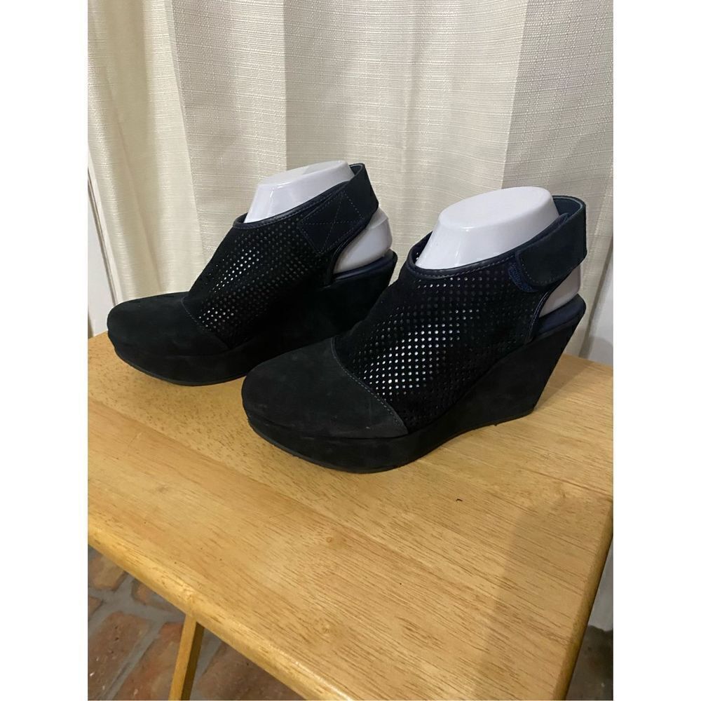 Cordani Black Perforated Wedge Sandals